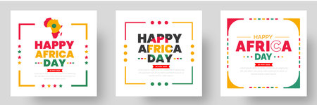happy Africa day social media post banner design template set. happy Africa day background or banner design Template.のイラスト素材