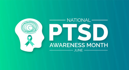 PTSD Awareness Month background or banner design template celebrated in june. vector illustration.のイラスト素材