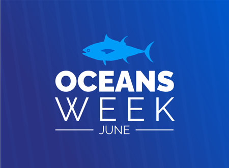 Oceans Week background or banner design template celebrated in june. vector illustration.のイラスト素材