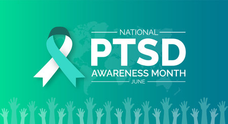 PTSD Awareness Month background or banner design template celebrated in june. vector illustration.のイラスト素材