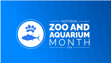 National Zoo and Aquarium Month background or banner design template celebrated in june. vector illustration.のイラスト素材