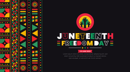 Juneteenth Freedom Day Template for background, banner, card, poster with typography design. African American Independence Day background, Day of freedom and emancipation. 19 June.のイラスト素材