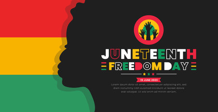 Juneteenth Freedom Day african man background, banner, card, poster with typography design. African American Independence Day background, Day of freedom and emancipation. 19 June.のイラスト素材
