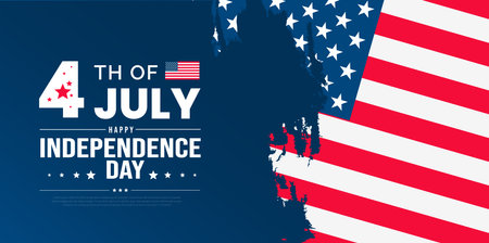 4th of July United States Independence Day celebration promotion advertising background, poster, card or banner template with American flag and typography. Independence day USAのイラスト素材