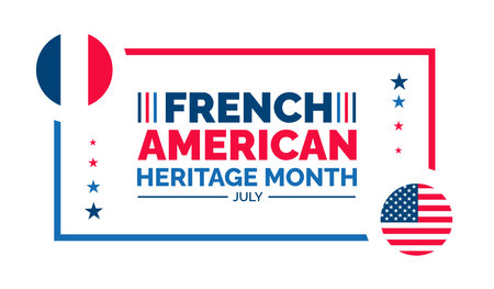 French American Heritage Month background, banner, wallpaper, poster and card design template celebrated in july. French American Heritage Month modern standard colorのイラスト素材