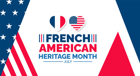 French American Heritage Month background, banner, wallpaper, poster and card design template celebrated in july. French American Heritage Month modern standard colorのイラスト素材