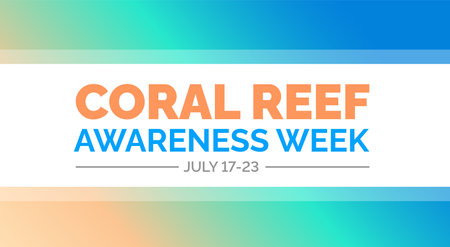 Coral Reef Awareness Week background, banner, poster and card design template celebrated in july.のイラスト素材