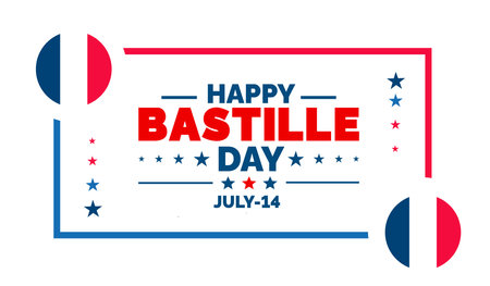 Bastille Day or france independence day background, banner, poster and card design template with standard color celebrated in july 14.のイラスト素材