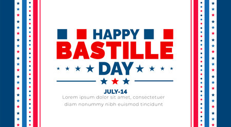 Bastille Day or france independence day background, banner, poster and card design template with standard color celebrated in july 14.のイラスト素材