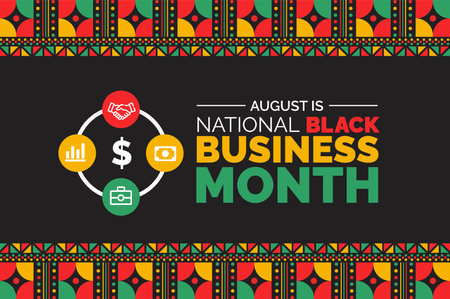 August is National Black Business Month background template. Holiday concept. background, banner, placard, card, and poster design template with ribbon, text inscriptionのイラスト素材