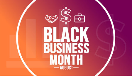 August is National Black Business Month background template. Holiday concept. background, banner, placard, card, and poster design template with ribbon, text inscriptionのイラスト素材
