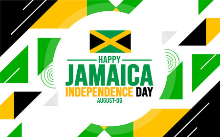 Jamaica Happy Independence Day background template. Holiday concept. background, banner, placard, card, and poster design template with text inscription and standard color. vectorのイラスト素材