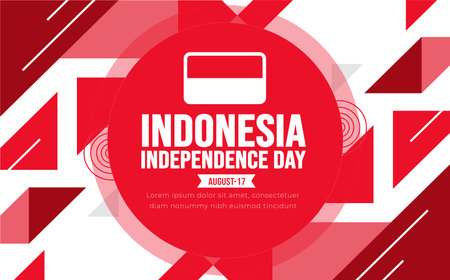 17 August Indonesia Independence Day background template. Holiday concept. background, banner, placard, card, and poster design template with text inscription and standard color.のイラスト素材