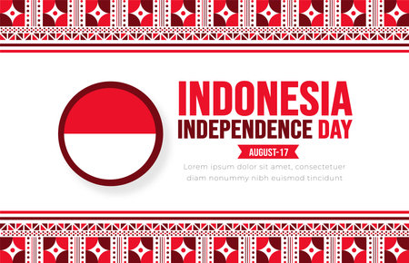 17 August Indonesia Independence Day background template. Holiday concept. background, banner, placard, card, and poster design template with text inscription and standard color.のイラスト素材