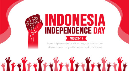 17 August Indonesia Independence Day background template. Holiday concept. background, banner, placard, card, and poster design template with text inscription and standard color.のイラスト素材