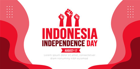 17 August Indonesia Independence Day background template. Holiday concept. background, banner, placard, card, and poster design template with text inscription and standard color.のイラスト素材