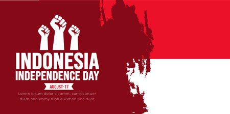17 August Indonesia Independence Day background template. Holiday concept. background, banner, placard, card, and poster design template with text inscription and standard color.のイラスト素材