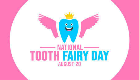 National Tooth Fairy Day. Holiday concept. background, banner, placard, card, and poster design template with text inscription and standard color. vector illustration.のイラスト素材