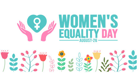Womenâs Equality Day background template. Holiday concept. background, banner, placard, card, and poster design template with text inscription and standard color. vectorのイラスト素材