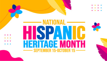 National Hispanic Heritage Month celebration colorful background, typography, banner, placard, card, and poster design template. is annually celebrated from September 15 to Octoberのイラスト素材