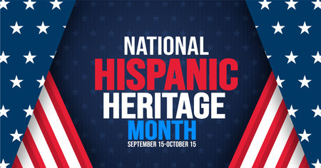 National Hispanic Heritage Month celebration colorful background, typography, banner, placard, card, and poster design template. is annually celebrated from September 15 to Octoberのイラスト素材