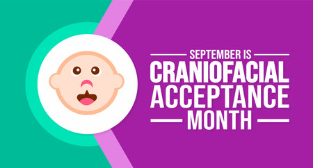 September is Craniofacial Acceptance Month Month background template. Holiday concept. background, banner, placard, card, and poster design template with text inscriptionのイラスト素材