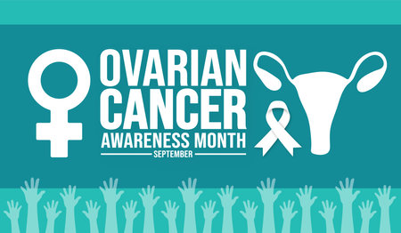 September is National Ovarian Cancer Awareness Month background template. Holiday concept. background, banner, placard, card, and poster design template with text inscriptionのイラスト素材