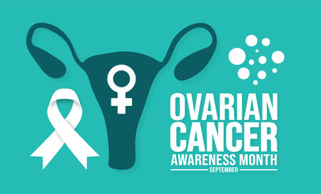 September is National Ovarian Cancer Awareness Month background template. Holiday concept. background, banner, placard, card, and poster design template with text inscriptionのイラスト素材