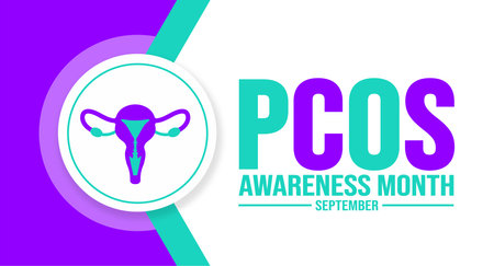September is Polycystic Ovary Syndrome Awareness Month background template. Holiday concept. background, banner, placard, card, and poster design template with text inscriptionのイラスト素材
