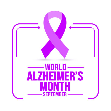 September is World Alzheimerâs Month background template. Holiday concept. background, banner, placard, card, and poster design template with text inscription and standard color.のイラスト素材