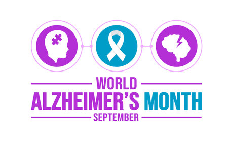 September is World Alzheimerâs Month background template. Holiday concept. background, banner, placard, card, and poster design template with text inscription and standard color.のイラスト素材