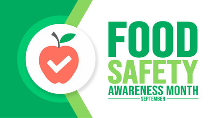 September is Food Safety Awareness Month background template. Holiday concept. background, banner, placard, card, and poster design template with text inscriptionのイラスト素材