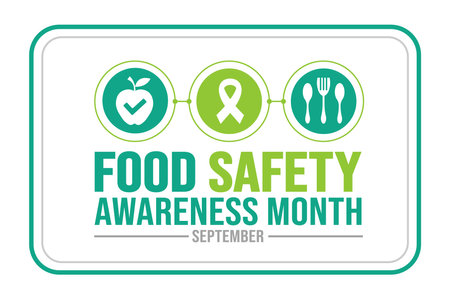 September is Food Safety Awareness Month background template. Holiday concept. background, banner, placard, card, and poster design template with text inscriptionのイラスト素材