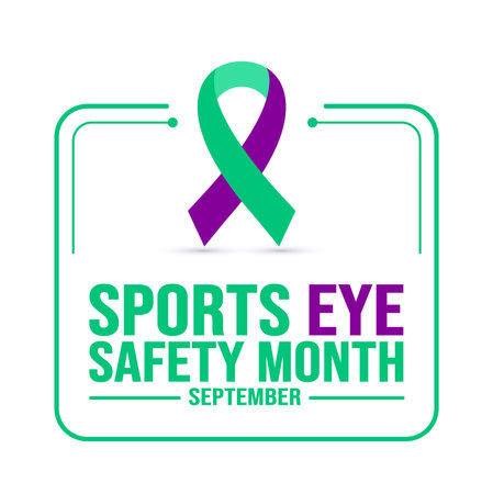 September is Sports Eye Safety Month background template. Holiday concept. background, banner, placard, card, and poster design template with text inscription and standard color.のイラスト素材