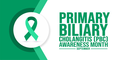September is Primary Biliary Cholangitis Awareness Month background template. Holiday concept. use to background, banner, placard, card, and poster design template with textのイラスト素材