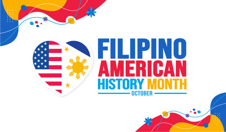 October is Filipino American History Month background template. Holiday concept. background, banner, placard, card, and poster design template with text inscription and standardのイラスト素材