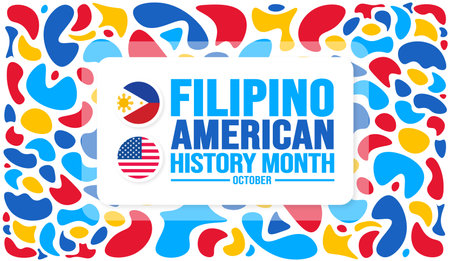 October is Filipino American History Month background template. Holiday concept. background, banner, placard, card, and poster design template with text inscription and standardのイラスト素材