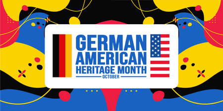 October is German American Heritage Month background template. Holiday concept. background, banner, placard, card, and poster design template with text inscription and standardのイラスト素材