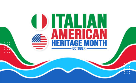 October is Italian American Heritage Month background template. Holiday concept. background, banner, placard, card, and poster design template with text inscription and standardのイラスト素材