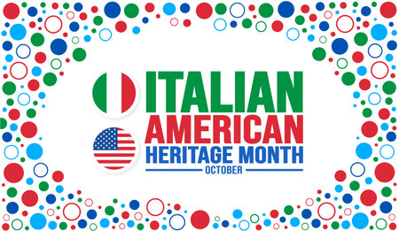 October is Italian American Heritage Month background template. Holiday concept. background, banner, placard, card, and poster design template with text inscription and standardのイラスト素材