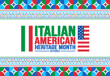 October is Italian American Heritage Month background template. Holiday concept. background, banner, placard, card, and poster design template with text inscription and standardのイラスト素材