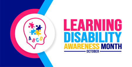 October is Learning Disability Awareness Month background template use to background, banner, placard, card, and poster design. holiday concept with text inscription and standardのイラスト素材