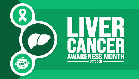 October is Liver Cancer Awareness Month background template use to background, banner, placard, card, and poster design. holiday concept with text inscription and standard color.のイラスト素材