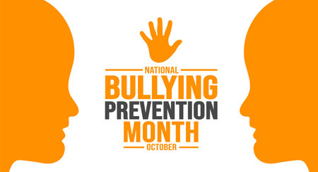 October is National Bullying Prevention Month background template use to background, banner, placard, card, and poster design. holiday concept with text inscription and standardのイラスト素材