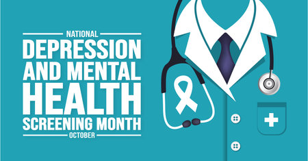 October is National Depression and Mental Health Screening Month background template use to background, banner, placard, card, and poster design. holiday concept with textのイラスト素材