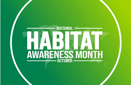 October is World Habitat Awareness Month background template use to background, banner, placard, card, and poster design. holiday concept with text inscription and standard color.のイラスト素材