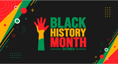 Black History Month background template Celebrated in October and February United States, Canada, Great Britain, Africa, United Kingdom, Ireland. use to book cover, banner, placardのイラスト素材