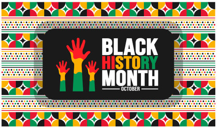 Black History Month background template Celebrated in October and February United States, Canada, Great Britain, Africa, United Kingdom, Ireland. use to book cover, banner, placardのイラスト素材