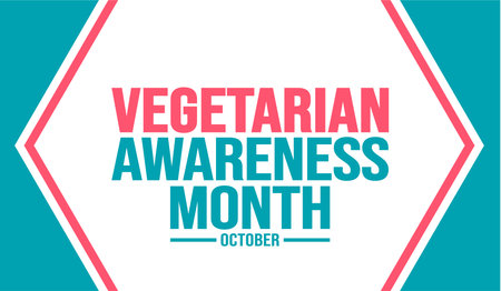 October is Vegetarian Awareness Month background template. Holiday concept. background, banner, placard, card, and poster design template with text inscription and standard color.のイラスト素材