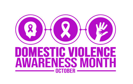 October is Domestic Violence Awareness Month background template. Holiday concept. background, banner, placard, card, and poster design template with text inscription and standardのイラスト素材